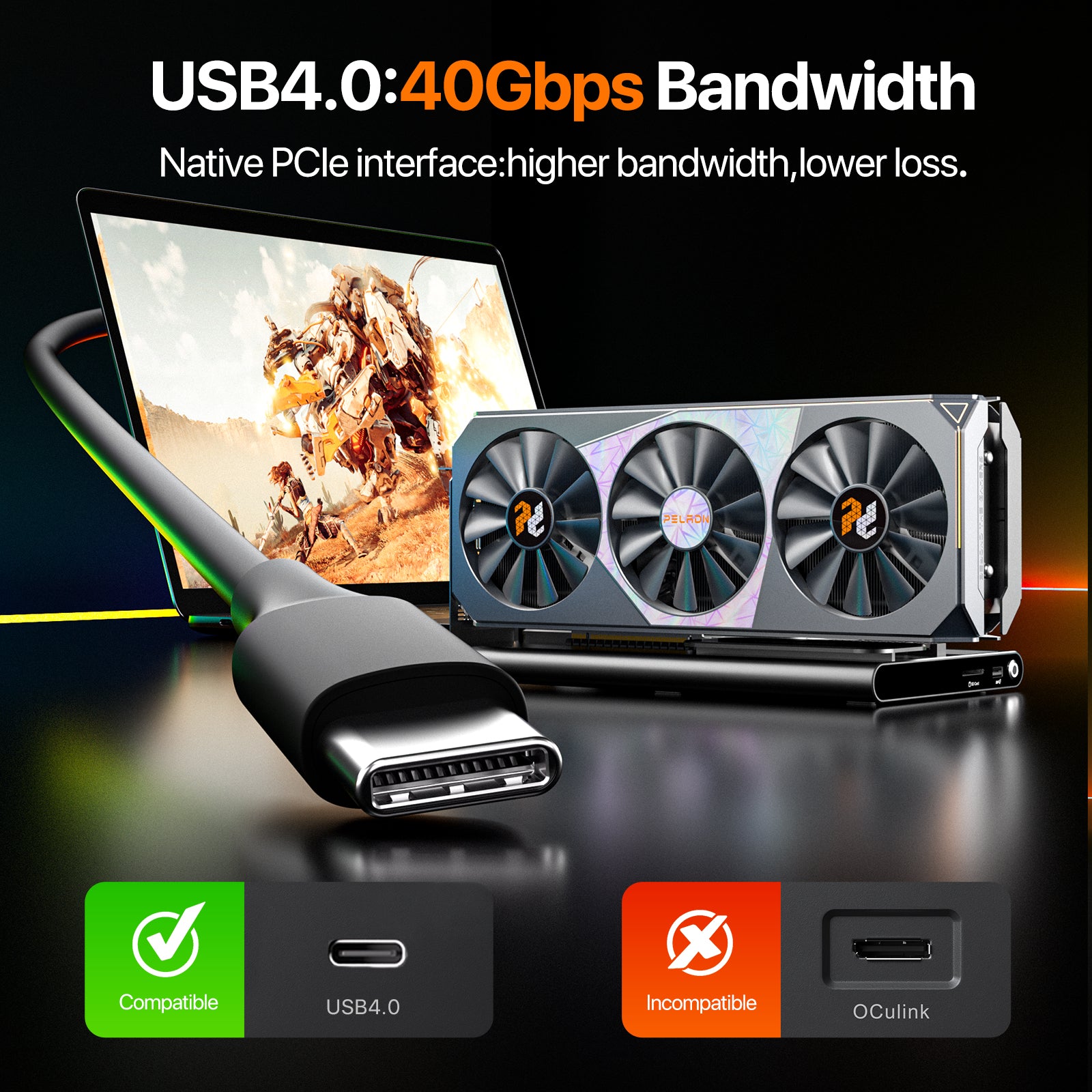 PELADN S-3 External GPU Dock Station with compatable Thunderbolt5